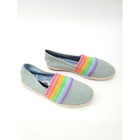 Report Kid Blue Denim Glitter Rainbow Slip-On Espadrilles - 13 - Picture 4 of 7